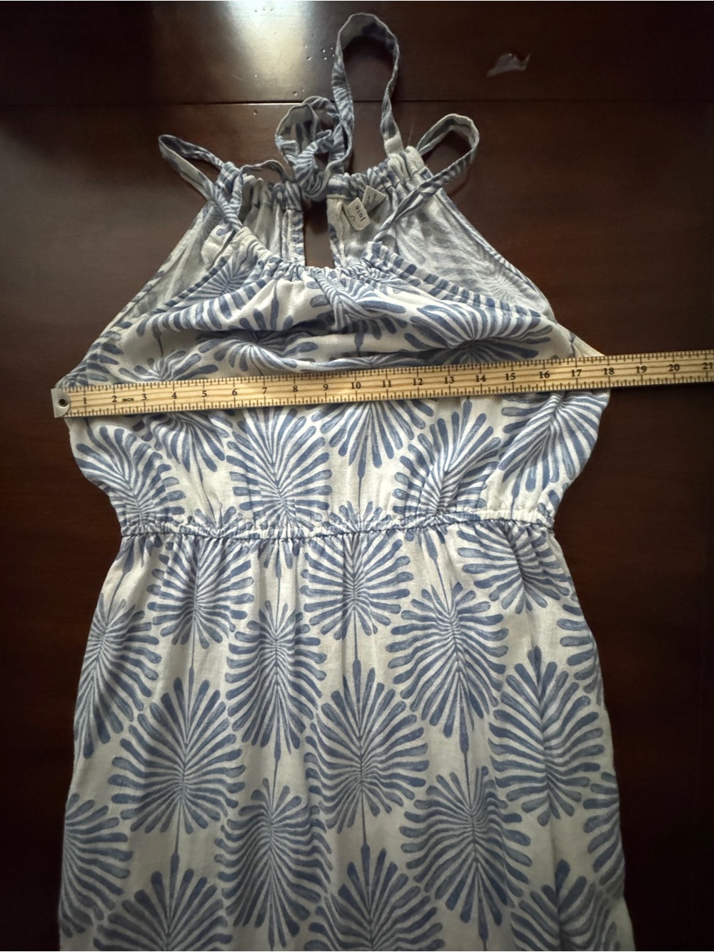 Joie Blue White Linen Blend Halter Midi Dress Tiered Large Resort Beach - Picture 3 of 7
